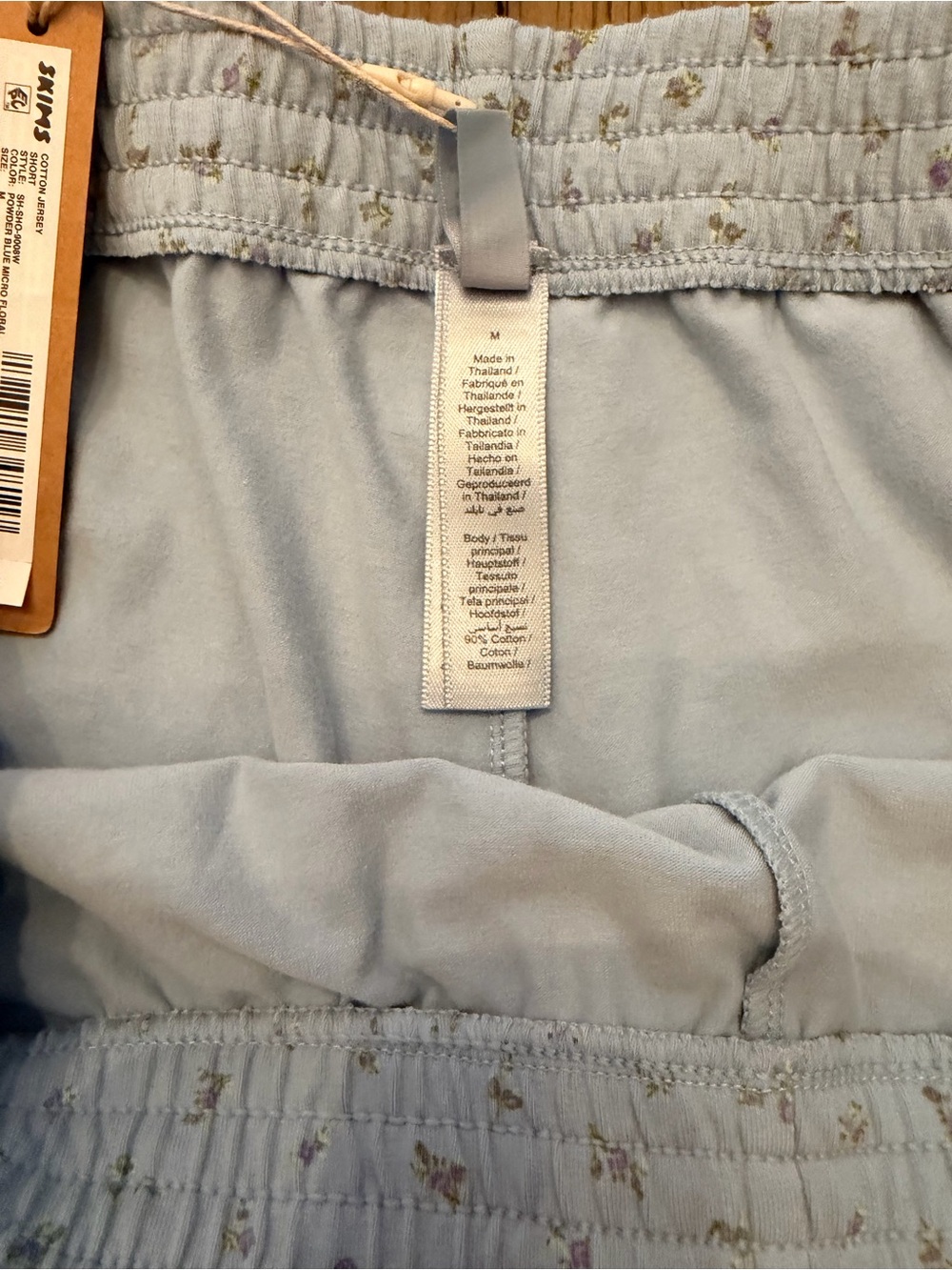 NWT SKIMS Cotton Jersey Shorts – Powder Blue Micro Floral – Size M - Picture 5 of 9